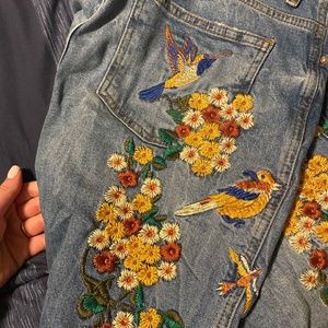 Free People Embroidered Jeans